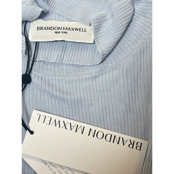 Brandon Maxwell The Cooper Ribbed-Knit Turtleneck Sweater Blue Size XS NWT - Picture 5 of 5